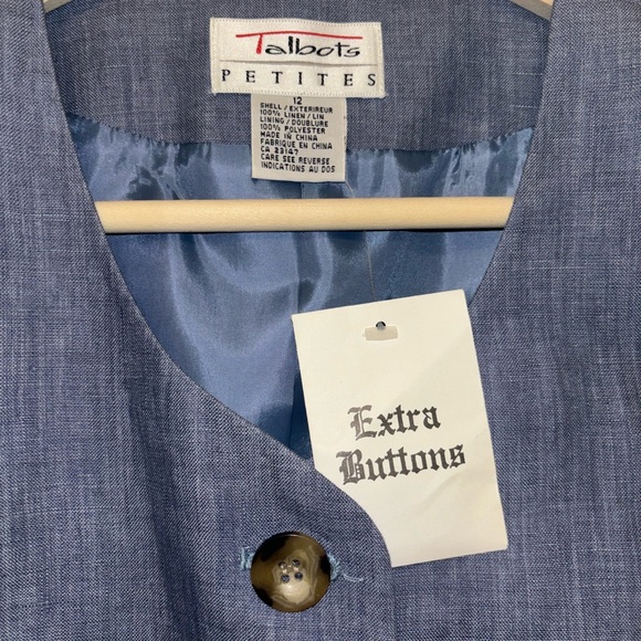 Talbots Linen Short Sleeve Button Blue Jacket Size 12 NWT - Picture 5 of 6